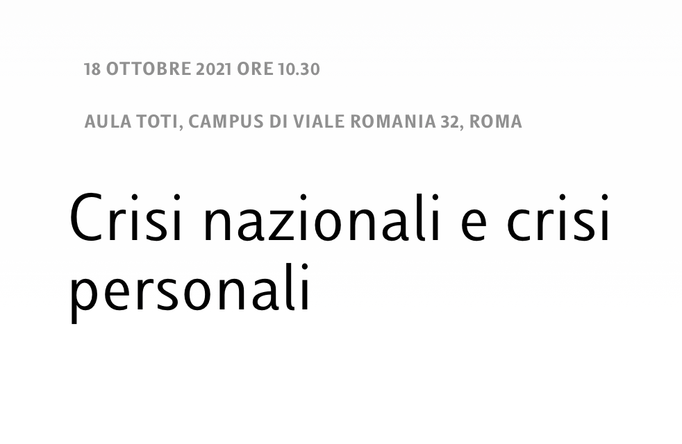 Crisi nazionali e crisi personali